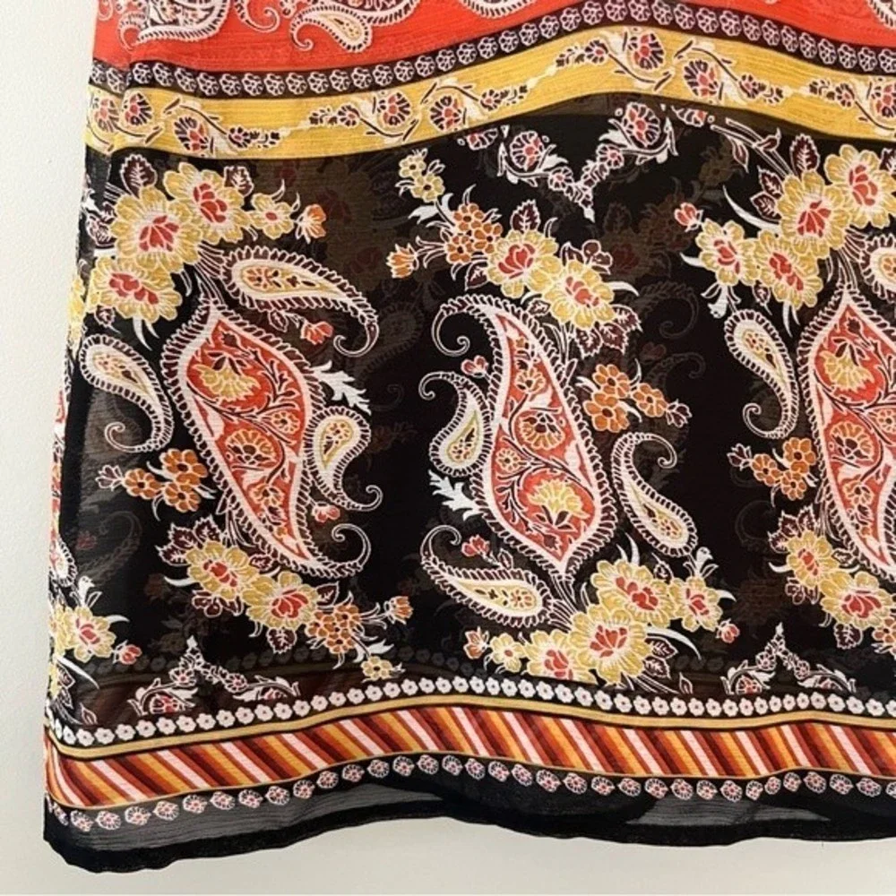 Melissa Paige Sheer Top Tie Neck Pom Pom Sleeve Sz Small Petite - Picture 4 of 8